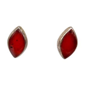 Sterling TF-25? Taxco Amber Stud Earrings