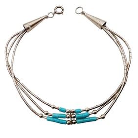 Sterling Southwest Liquid Silver Turquoise Microbead Necklace