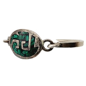 Sterling Mexico Malachite Chip Inlay Bracelet