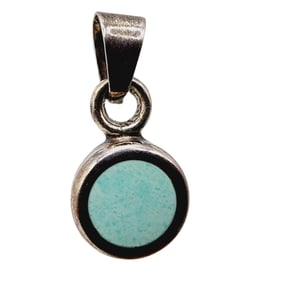 Sterling Mexico Faux Turquiose Circle Pendant