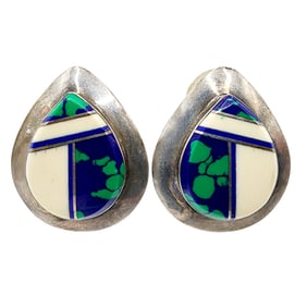 Sterling Navajo Multistone Inlay Earrings
