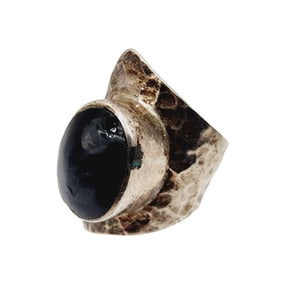 Sterling Onyx Mexico Hammered Ring