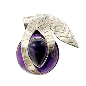 Sterling Amethyst Purple Leaf Slider Pendant