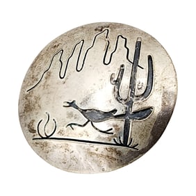 Sterling Vintage Hopi Overlay Brooch/Pendant