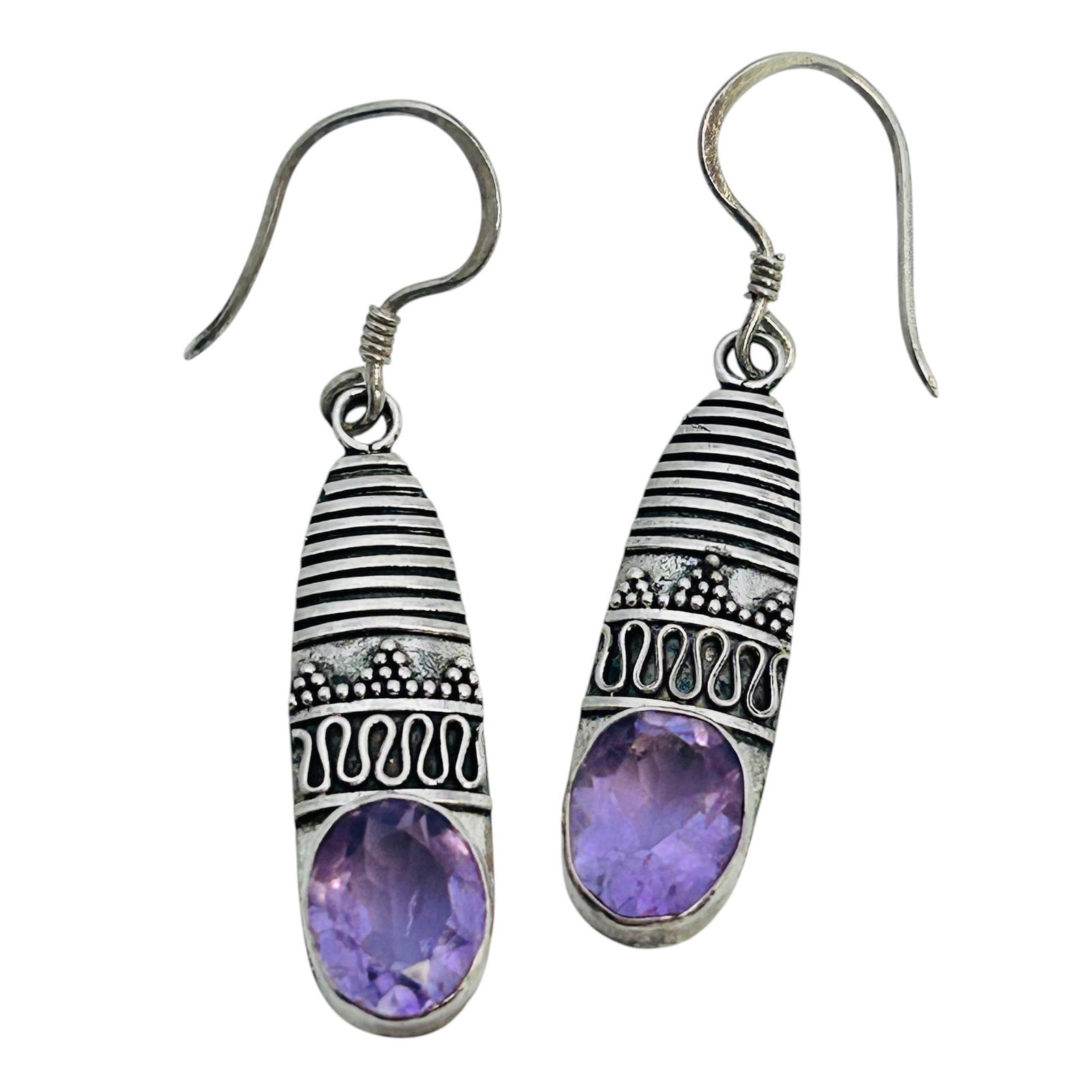 Amethyst Sterling Dangle Earrings 3.98 G (1 of 5)