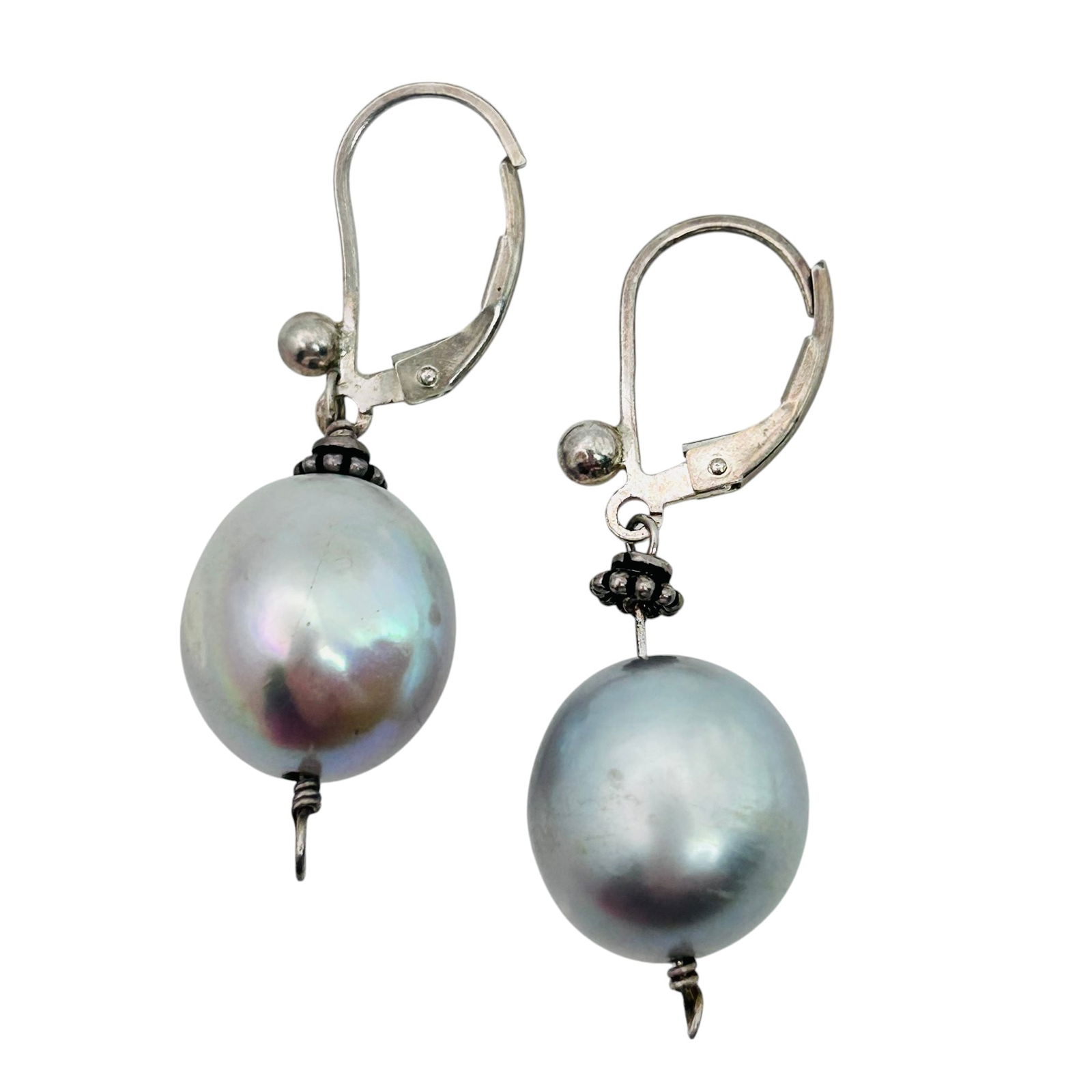 Sterling Silver Large Pearl Dangle Jacket Earring 6.16 G (1 of 4)