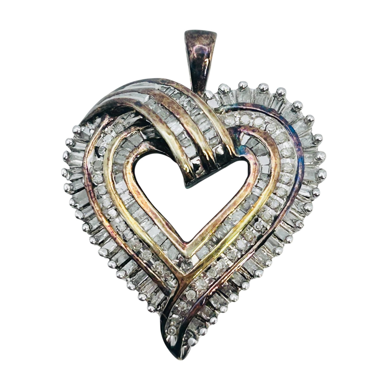 JWBR Clear Sapphire Sterling Heart Pendant 5.61g: JWBR clear sapphire sterling heart pendant 5.61g