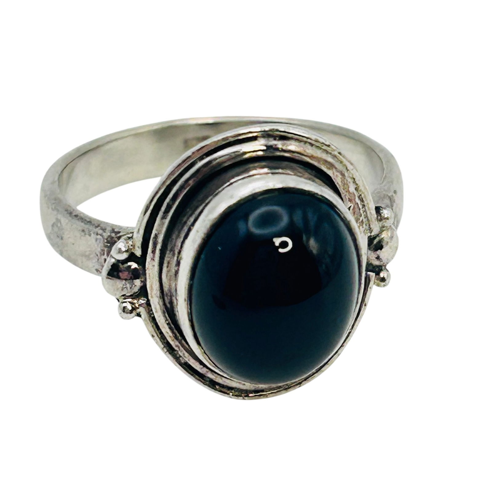 ONYX Sterling Oval Ring Size 8, 4.61 G (1 of 6)