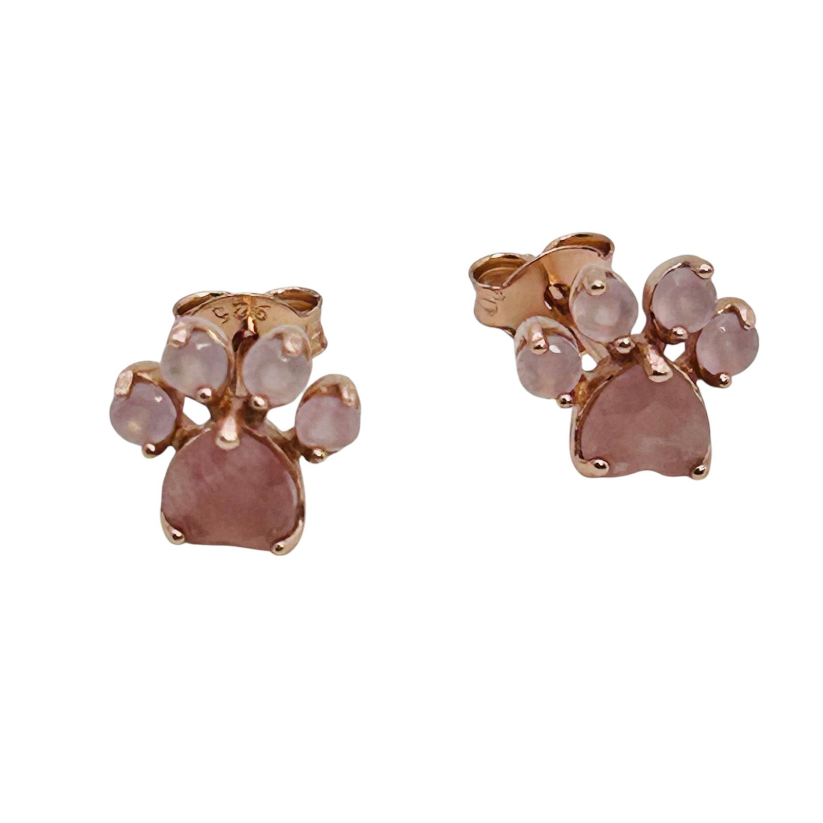 Pink Spinel, Dog Paw Stud Earrings 1.85 G: Pink spinel dog paw stud earrings 1.85 g