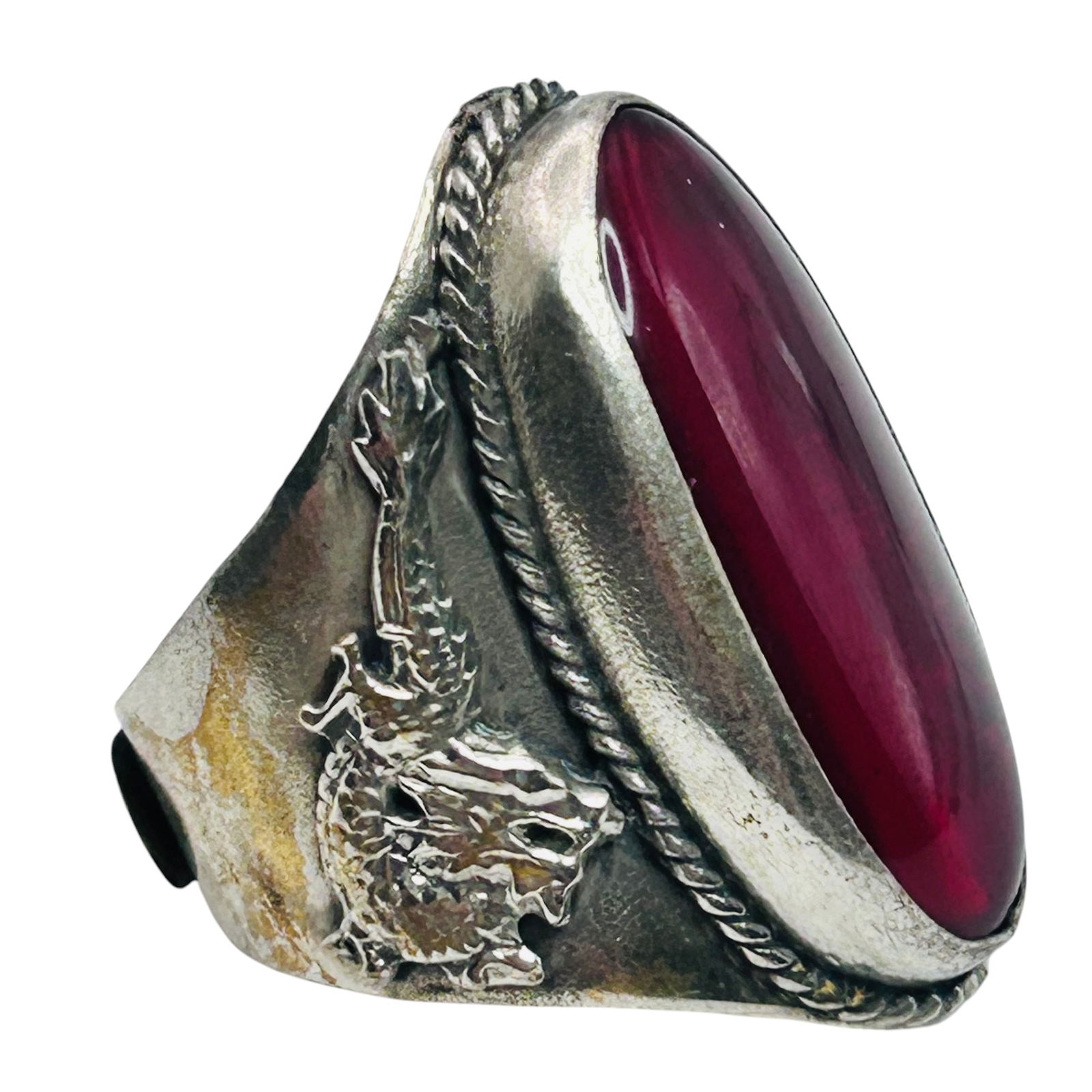 Chinese Vintage Dragon Ring 98% Pure Silver Size 10, 11.42 G (1 of 7)