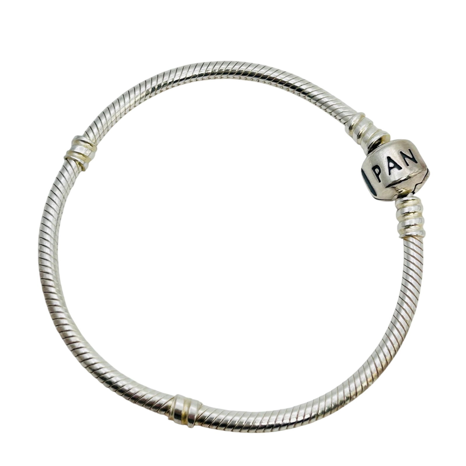 Pandora Sterling Snake Chain Charm Bracelet 13.87 G (1 of 3)