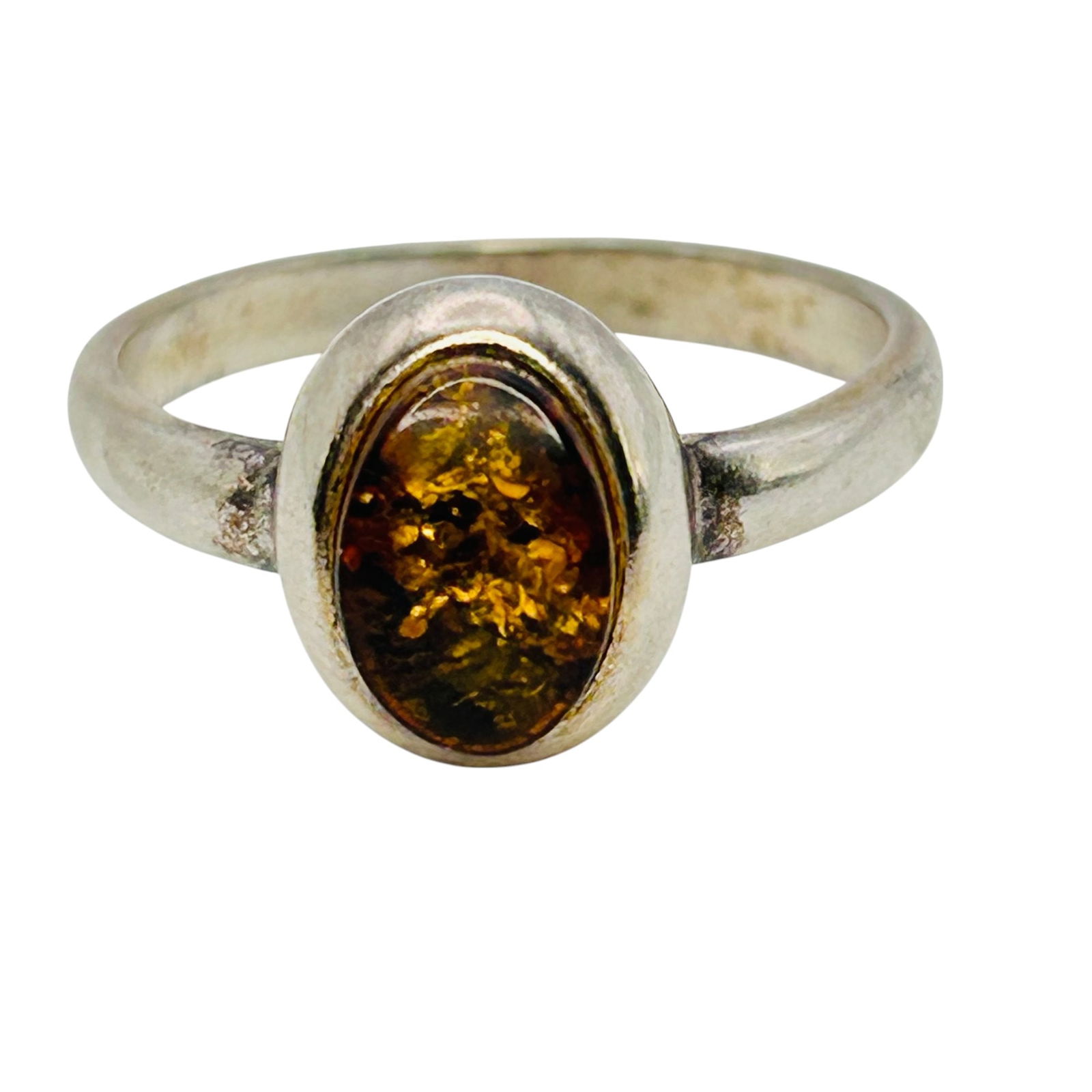 Amber Sterling Ring Size 6, 2.34 G (1 of 6)