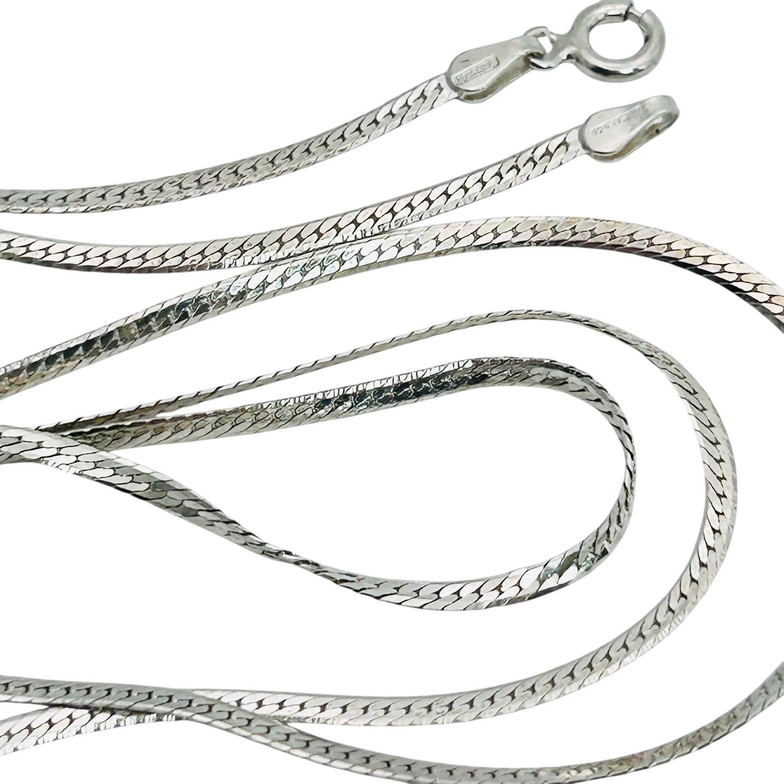 CAREZZIO Italy Sterling Flat Flexible Snake Chain Necklace, 4.15: CAREZZIO Italy Sterling flat flexible snake chain necklace 4.15