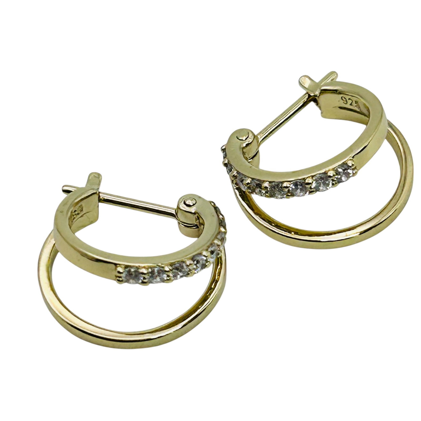 Ana Luisa Sterling Gold Tone Hinge Double Hoop Earrings 2.23 G (1 of 5)
