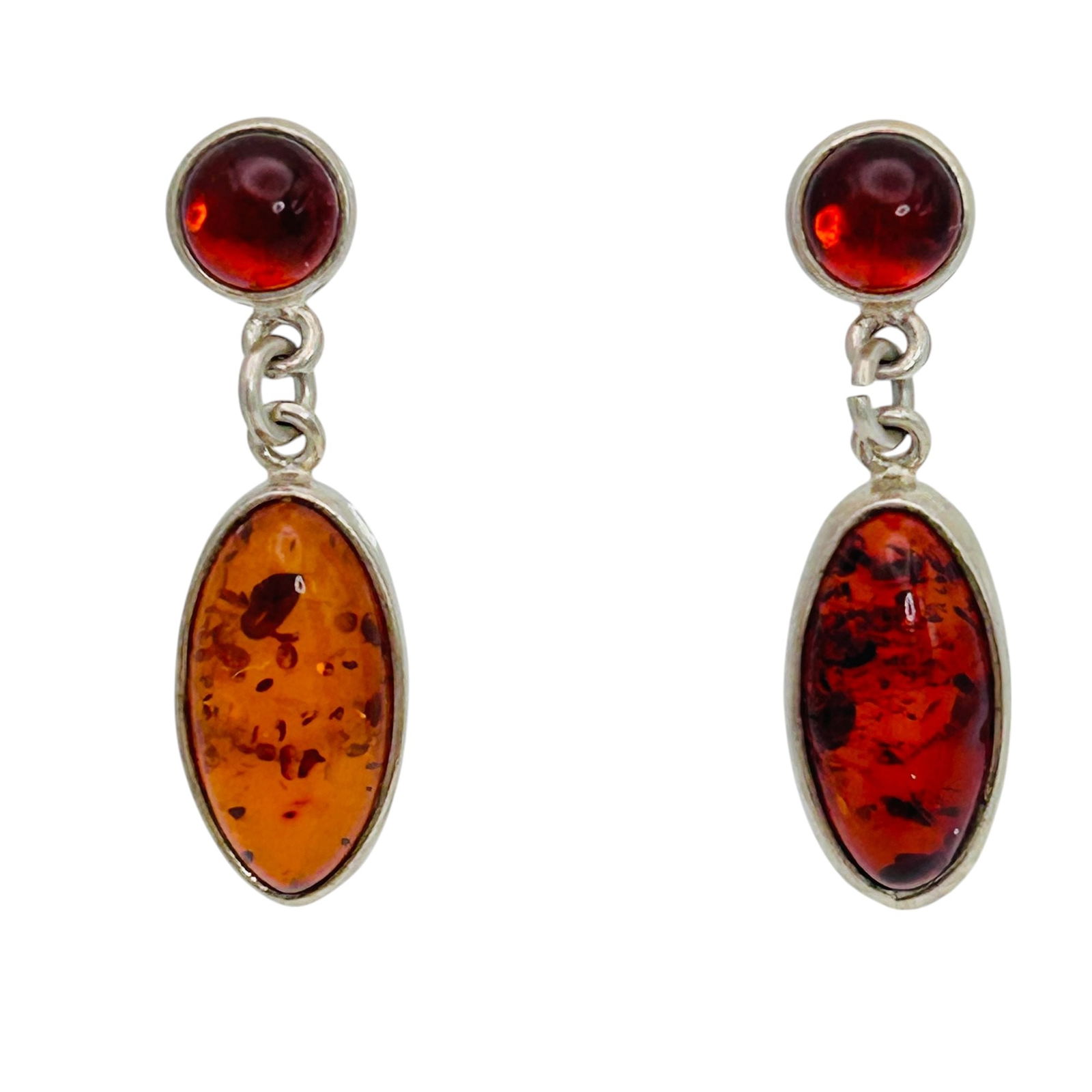 Amber Sterling Dangle Pushback Earrings 3.7 G (1 of 5)
