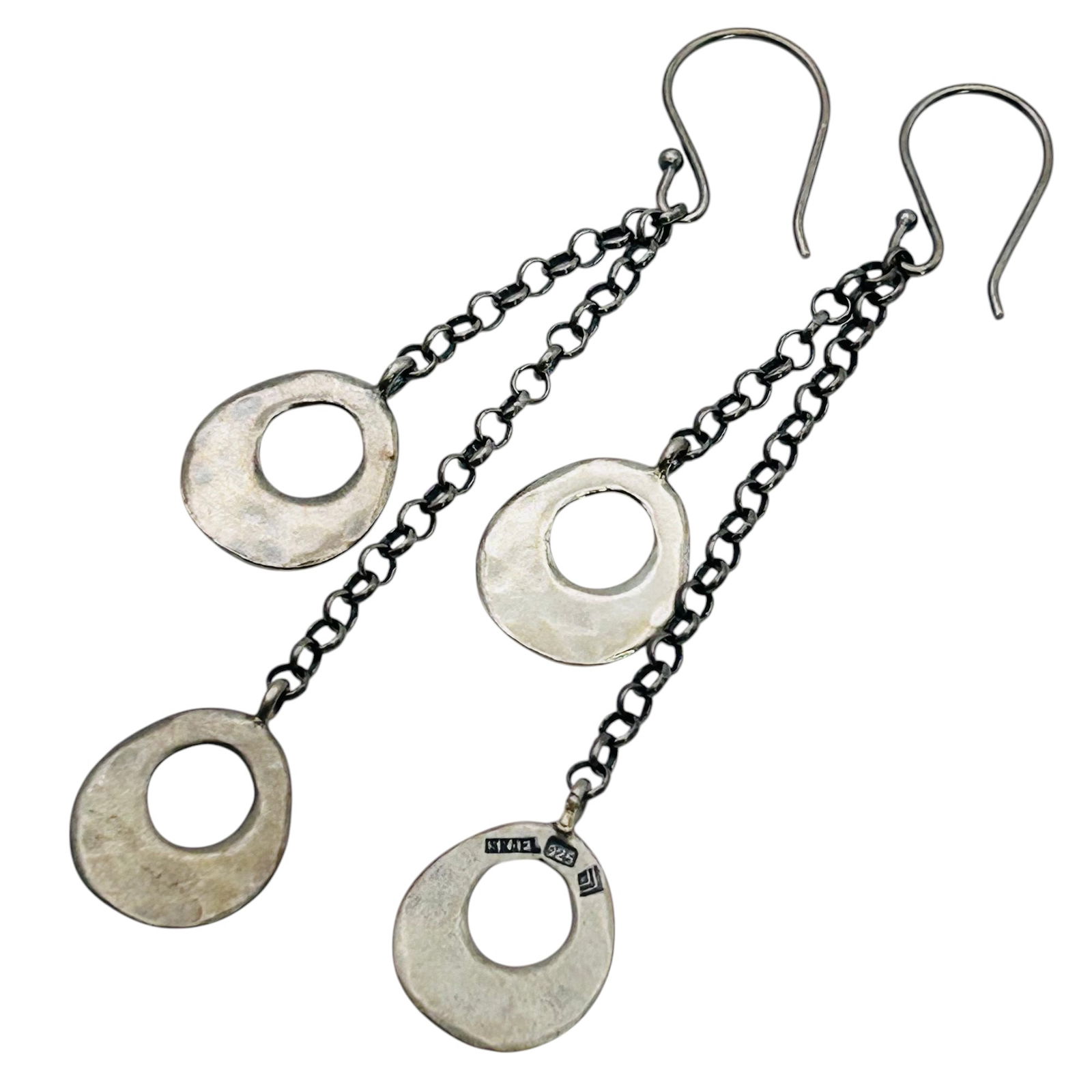 Israel SILPADA Sterling Silver Cable Chain Circle Dangle Earrings 4.33 G (1 of 4)