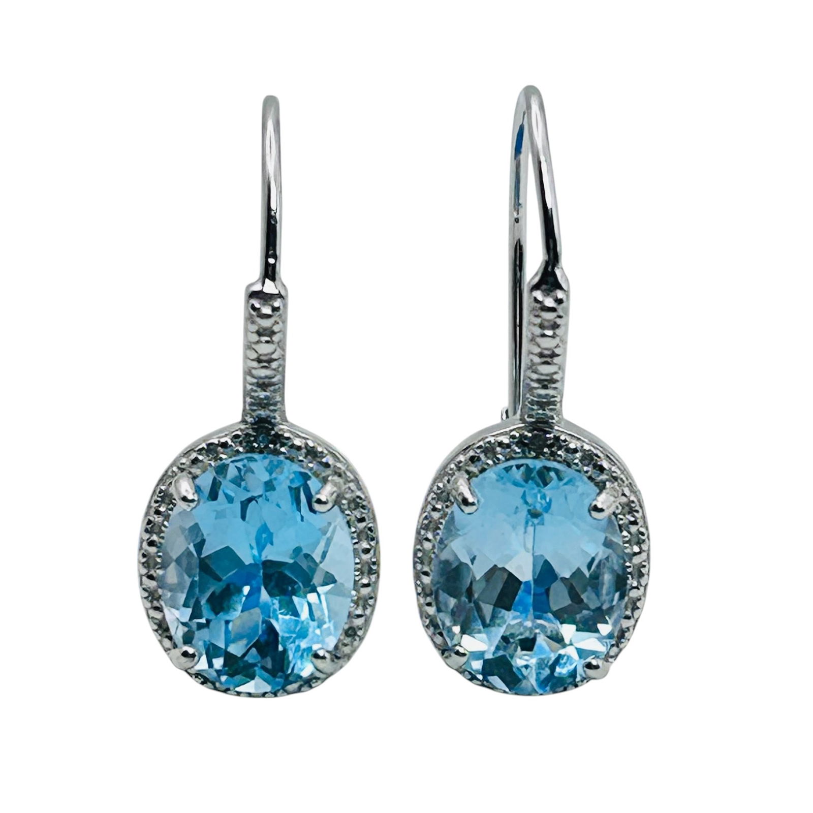 DBJ Genuine, Blue Topaz And Diamond Jacket Earrings 4.5 G (1 of 6)