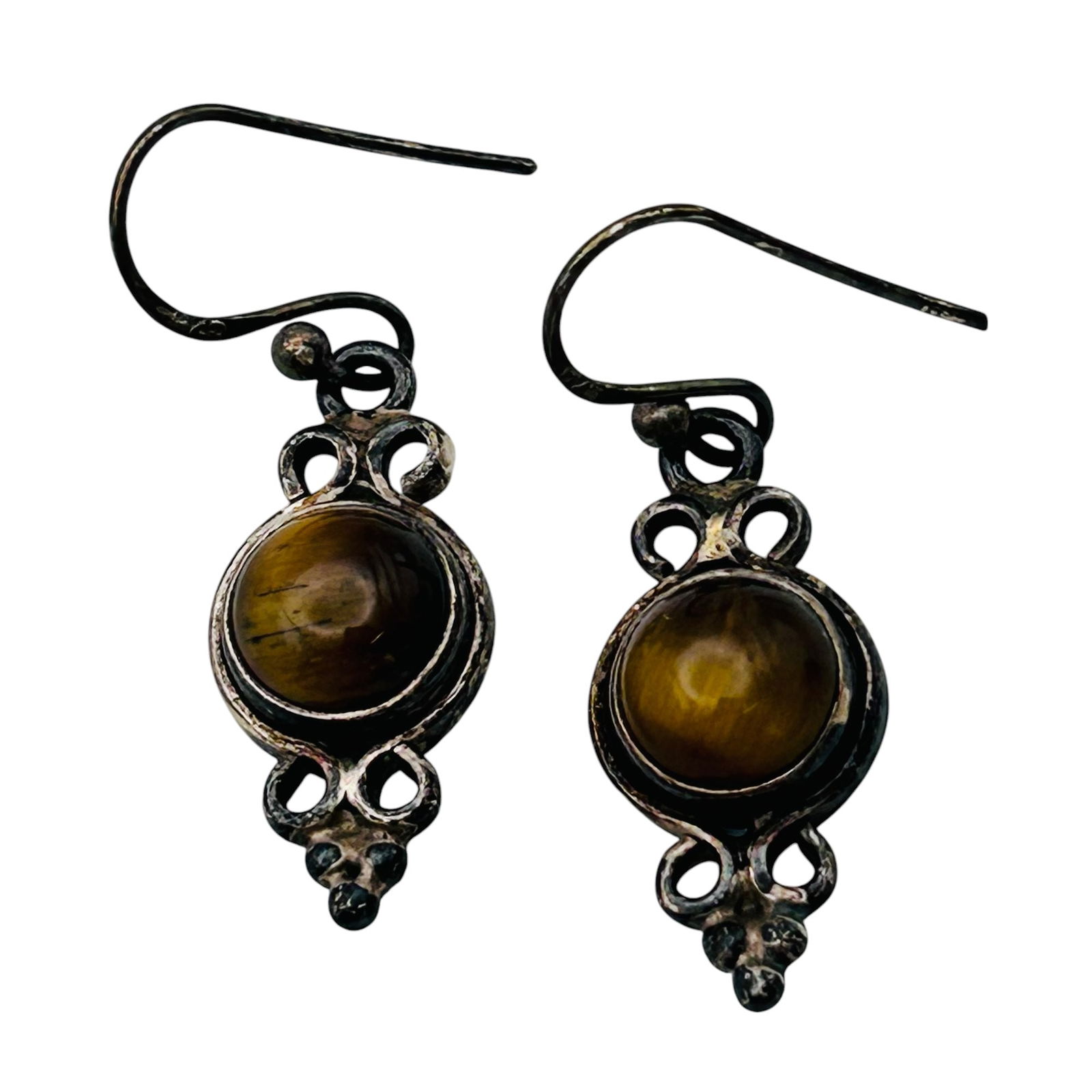 Vintage Amber Sterling Hook Back Earrings 4.22 G (1 of 4)