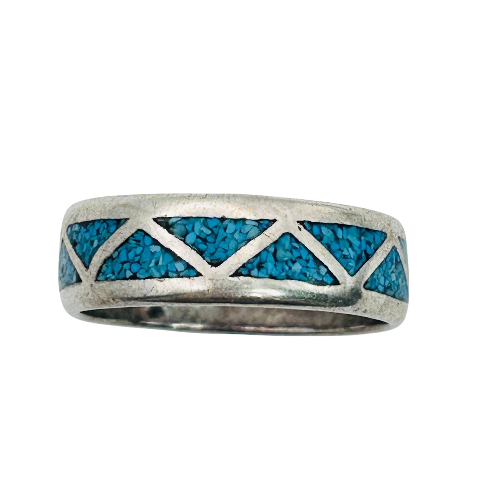 Inlay Turquoise Sterling Ring Size 8, 4.62 G: Inlay turquoise sterling ring size 8 4.62 g