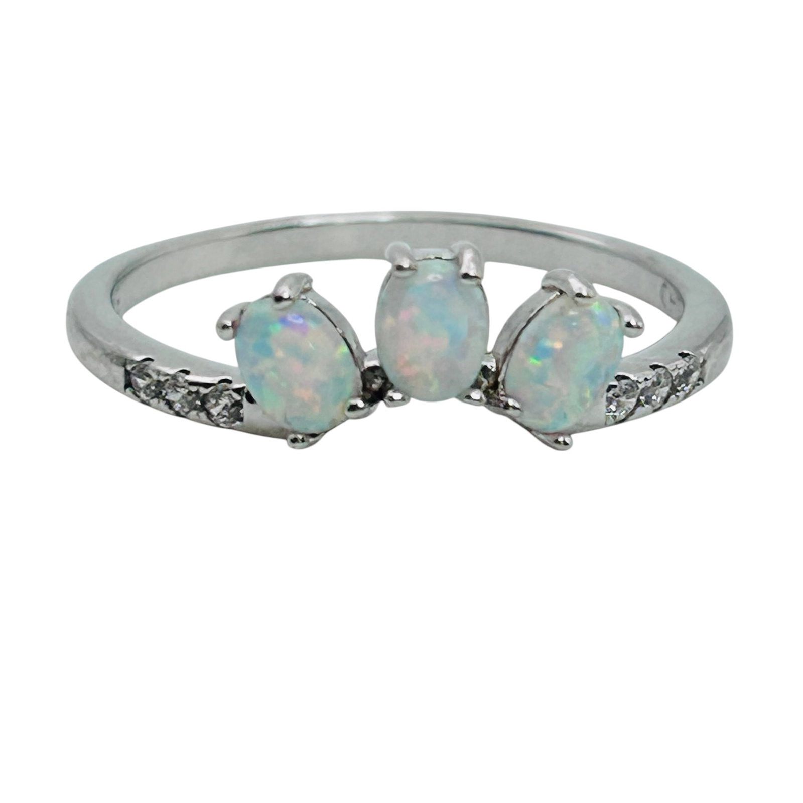 Triple Opal Stone Ring Size 6, 1.37 G: Triple Opal Stone ring size 6 1.37 g