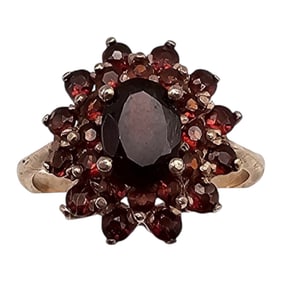 Rhinestone Gold Over Sterling Silver Cocktail Ring Size 4.75 2.8 G