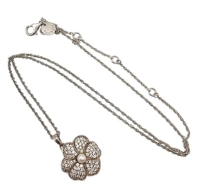Talbots Pearl Rhinestone Sterling Silver Necklace 12.4 G