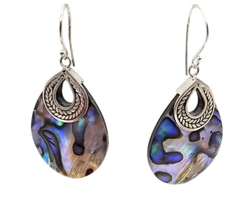 Abalone Sterling Silver Drop Dangle Earrings 3.5 G
