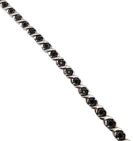 Black Stone Sterling Silver Tennis Bracelet 20 G