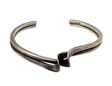 Sterling Silver Double Wave Cuff Bracelet 27.9 G