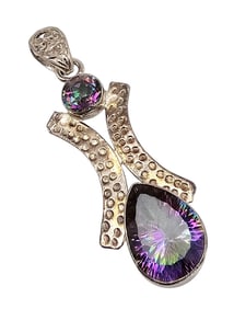 Watermelon Gemstone Sterling Silver Pendant 11.2 G