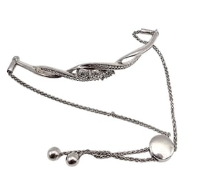 Diamond Sterling Silver Bolo Bracelet 6.2 G