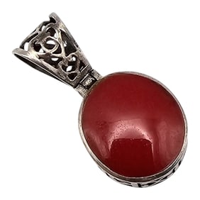 Coral Sterling Silver Pendant 3.8 G