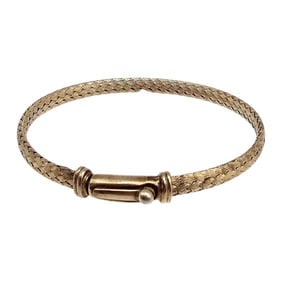 Italy Gold Over Sterling Silver Basket Weave Bangle Bracelet 9.4 G