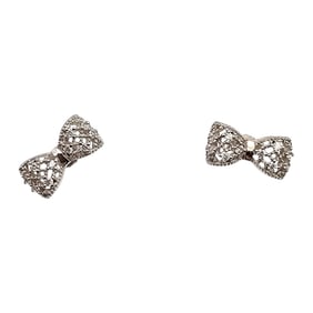 Rhinestone Sterling Silver Bow Earrings 1.6 G