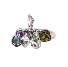 Guess Collection Rhinestone Sterling Silver Ring Size 5.75  4.1 G