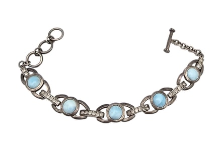 Maralago Gemstone Larimar Sterling Silver Toggle Bracelet 29.5 G