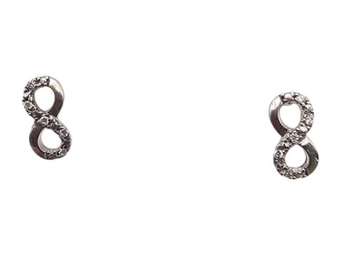 Clear Stone Sterling Silver Infinity Earrings 0.7 G