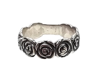 Sterling Silver Rose Ring Size 5.75 2.5 G