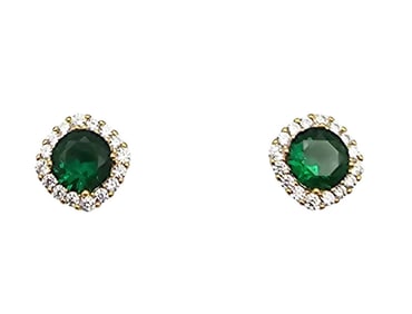 Rhinestone Gold Over Sterling Silver Earrings 2.5 G