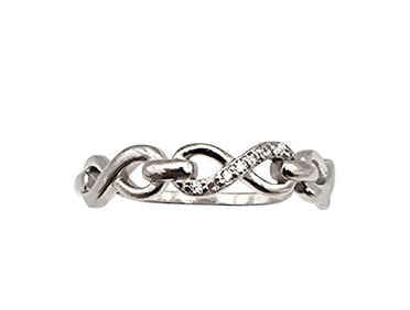 Diamond Sterling Silver Infinity Ring Size 6.5 1.4 G