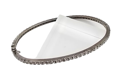 Rhinestone Sterling Silver Hinge Bangle Bracelet 10.4 G