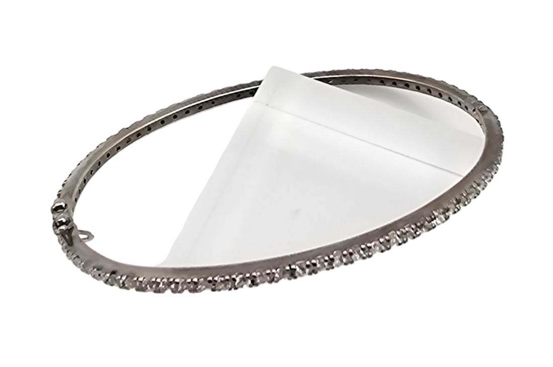 Rhinestone Sterling Silver Hinge Bangle Bracelet 10.4 G (1 of 3)