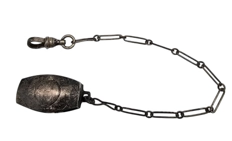 Vintage Etched Sterling Silver Fob 9 G