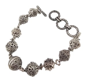 Sarda Sterling Silver Ornate Toggle Bracelet 40.6 G
