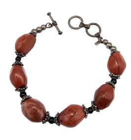 Jasper Sterling Silver Toggle Bracelet 29.5 G