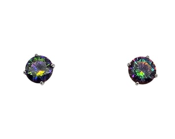 Watermelon Rhinestone Sterling Silver Earrings 1.7 G