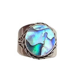 Abalone Sterling Silver Ring Size 6.75 9g