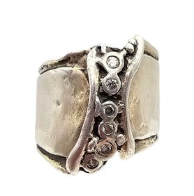 Silpada Rhinestone Sterling Silver Modernist Ring Size 7.5 11.7 G