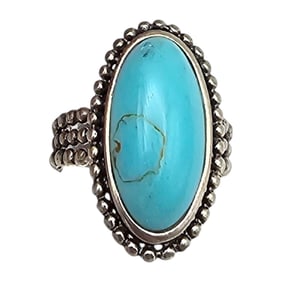 CFJ Faux Turquoise Sterling Silver Ring Size 6.25 6.6 G