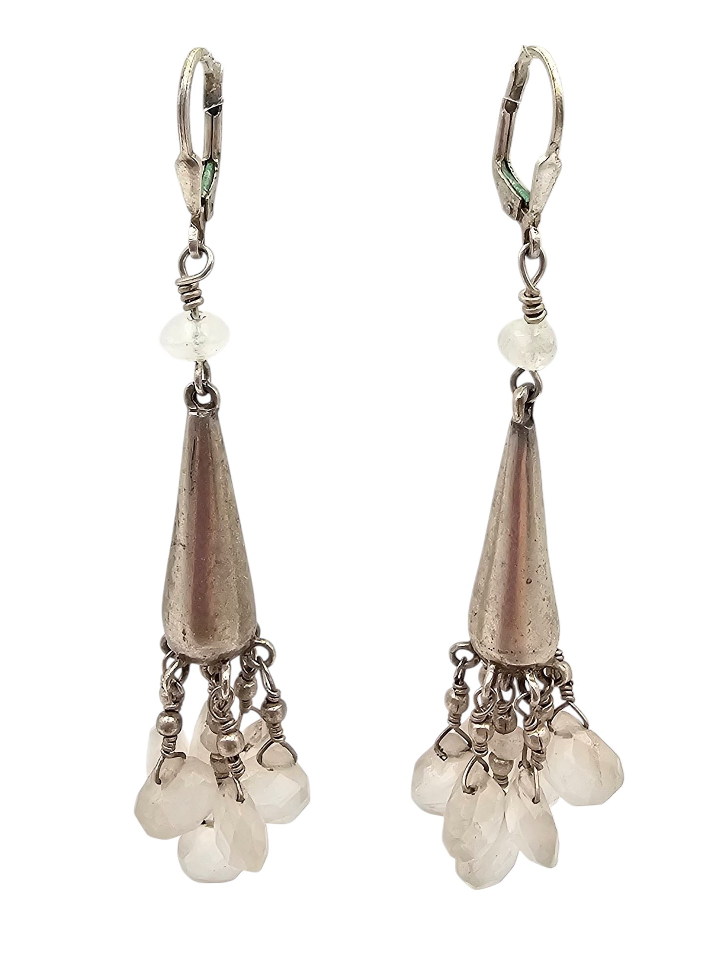 Cushion Cut Quartz Sterling Silver Drop Dangle Earrings 13.6 G (1 of 3)